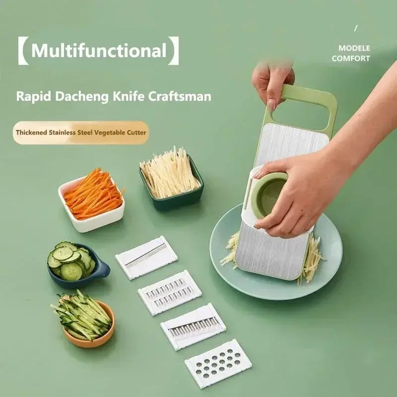 Multifunctional Vegetable Cutter & Slicer Set ? Stainless Steel Mandoline Slicer with 5 Interchangeable Blades