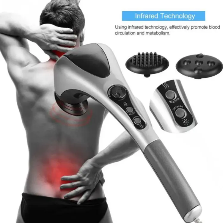 Double Head Full Body Massager Machine Variable Speed Far Infrared |  Electric Facial Deep Tissue Fitness Massage Stick ? Head Neck Waist Leg Muscles Pain Relief Massage Hammer ? Handheld Deep Tissue massager