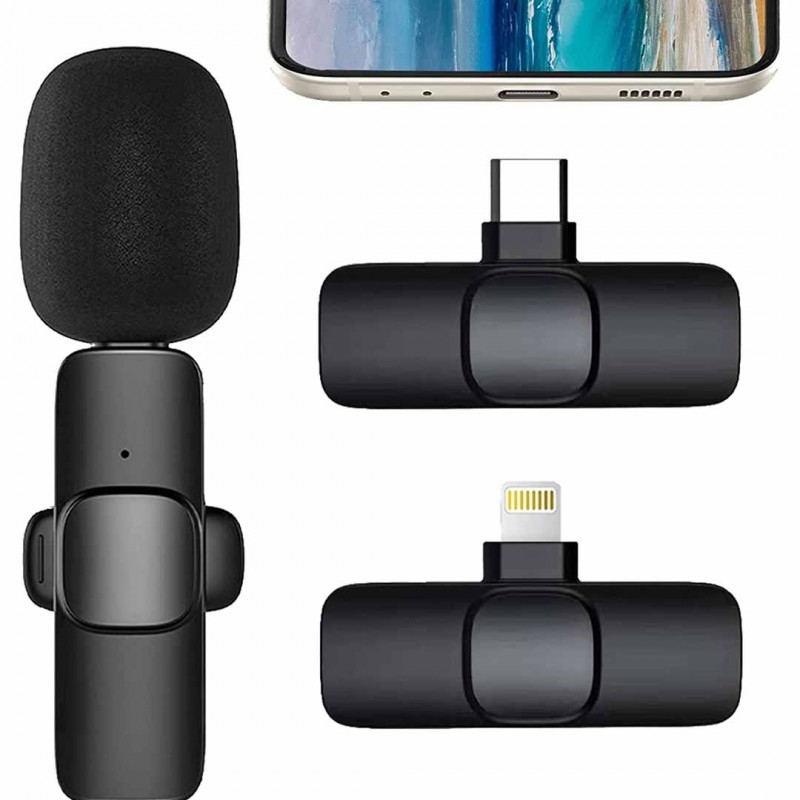 k11 Type-C Wireless Microphone K8 Collar Mic for Type C - Noise Cancellation Reduction Wireless Mic for Phone for Mobile Phone Camera,