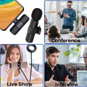 k11 Type-C Wireless Microphone K8 Collar Mic for Type C – Noise Cancellation Reduction Wireless Mic for Phone for Mobile Phone Camera,