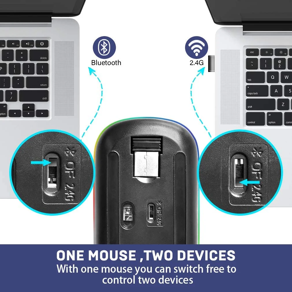 HP W10 Wireless RGB Bluetooth, Wireless, Rechargeable Slim Mouse