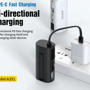 Aspor A351 2in1 Iphone & Type-C Flexible Portable Mini 5000mah Power Bank