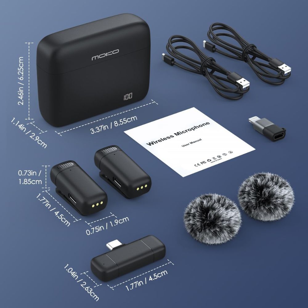 K13 Pro Dual Wireless Lavalier Microphone ? Type-C, ANC Noise Cancellation, LED Display & Charging Case