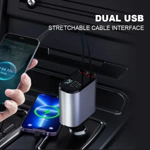 4 In 1 Fast Charging Usb-C Car Adapter – Car Accessory Designed For Power Charging And Daily Travel Routine – With Light