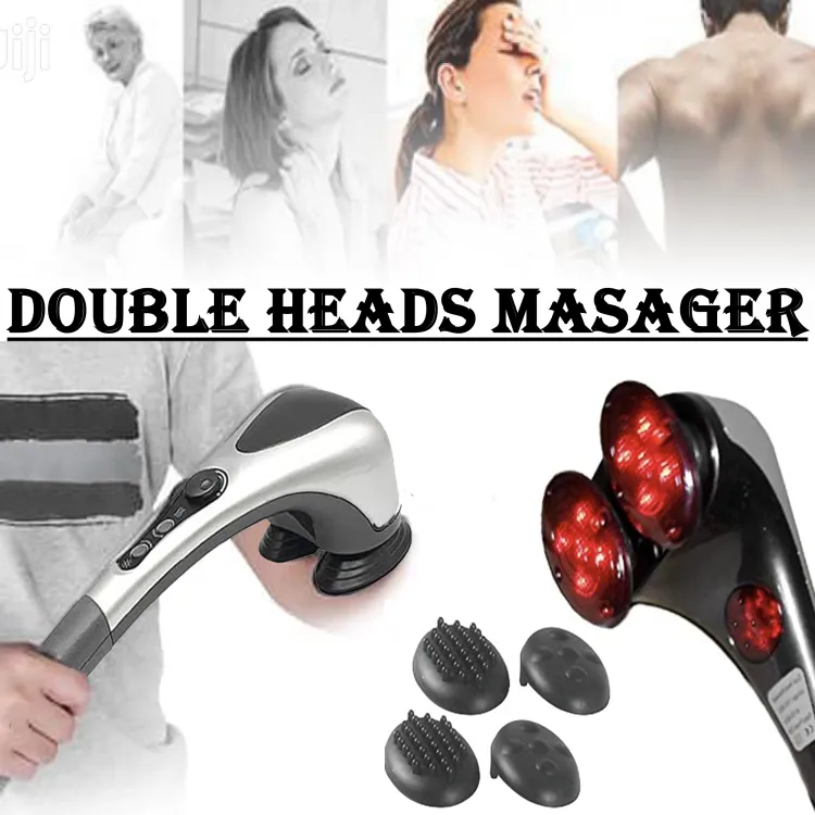 Double Head Full Body Massager Machine Variable Speed Far Infrared |  Electric Facial Deep Tissue Fitness Massage Stick ? Head Neck Waist Leg Muscles Pain Relief Massage Hammer ? Handheld Deep Tissue massager