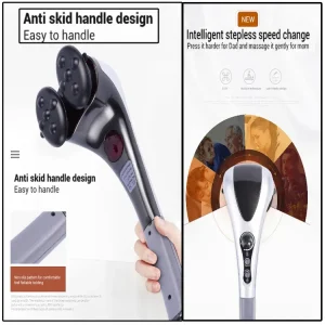 Double Head Full Body Massager Machine Variable Speed Far Infrared |  Electric Facial Deep Tissue Fitness Massage Stick ? Head Neck Waist Leg Muscles Pain Relief Massage Hammer ? Handheld Deep Tissue massager