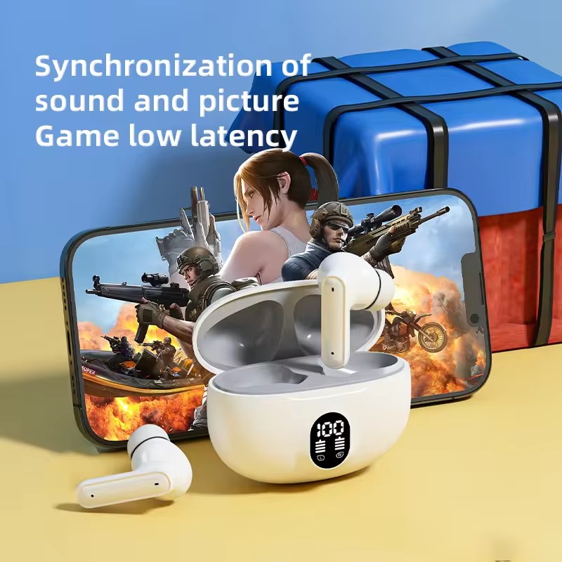 Professional Display Earbuds STEREO 895B Wireless Bluetooth Earbuds | Mic in-Ear Headphones with LED Display | Type C Fast Charging | Bluetooth 5.3 for Android/iPhone ( With Cable - With Box - Random Color )