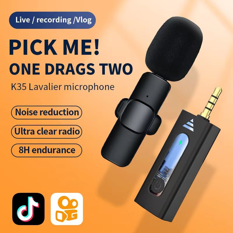 ULTIMATE K35 Professional Vlogging High Quality Collar Wireless Microphone