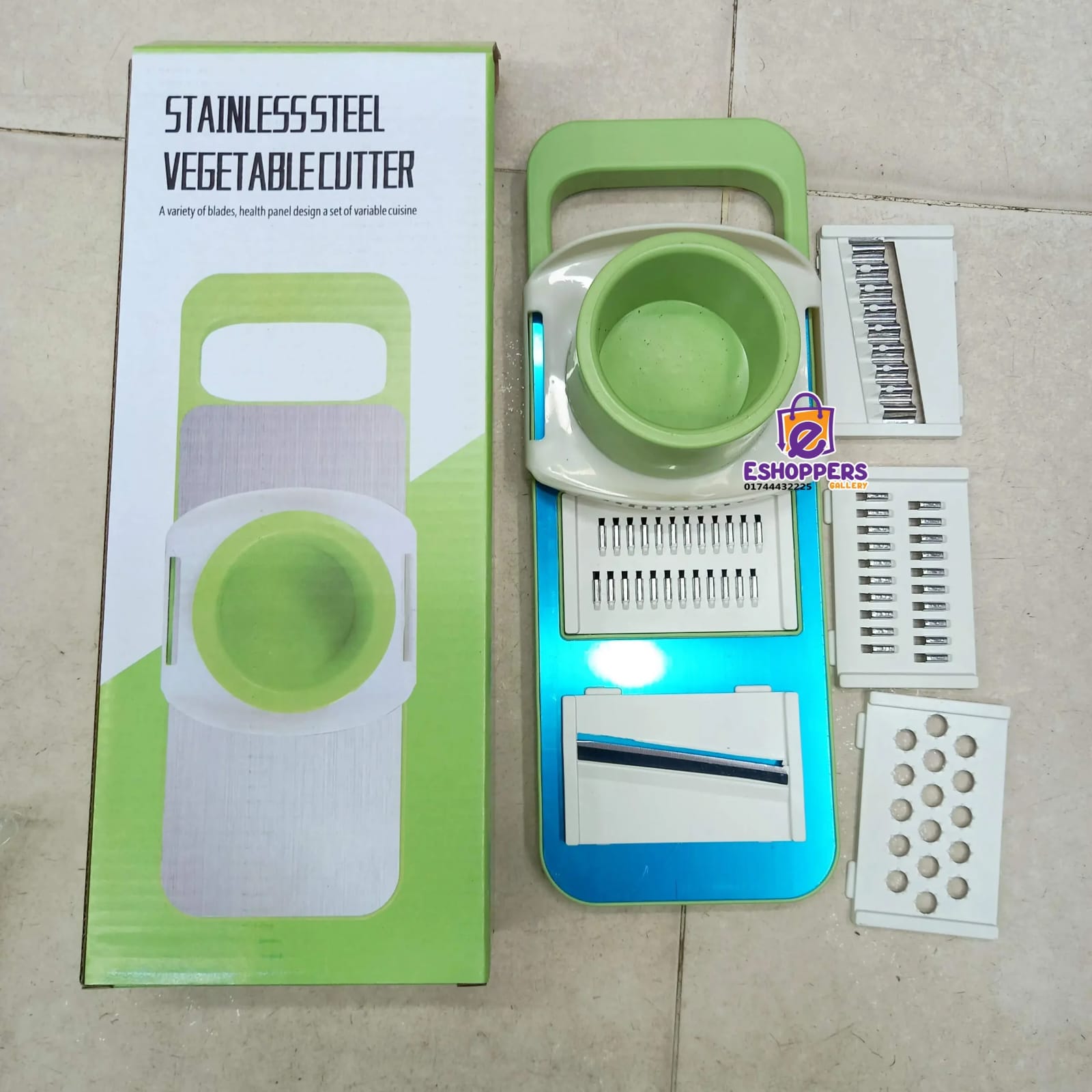 Multifunctional Vegetable Cutter & Slicer Set ? Stainless Steel Mandoline Slicer with 5 Interchangeable Blades