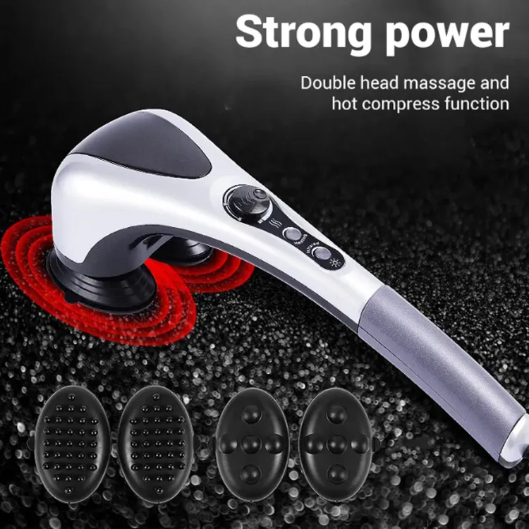 Double Head Full Body Massager Machine Variable Speed Far Infrared |  Electric Facial Deep Tissue Fitness Massage Stick ? Head Neck Waist Leg Muscles Pain Relief Massage Hammer ? Handheld Deep Tissue massager