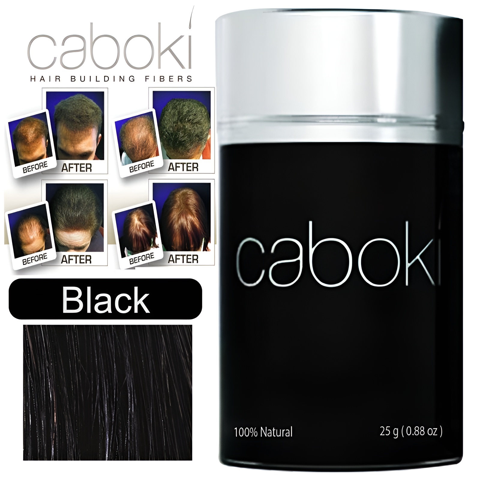 Original Caboki Hair Fibers 25g for Thinning Hair ? 100% Natural Hair Concealer for Men & Women